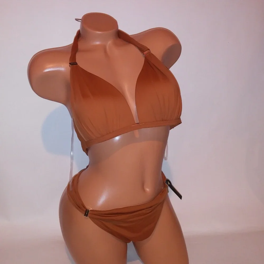 Victoria Secret Swim Bikini XL Top & Bottom Ginger Solid Bikini Bottom Wireless